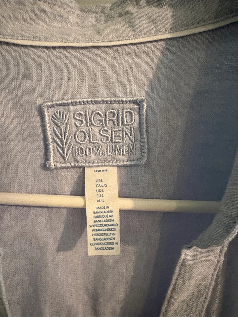 Sigrid Olsen Light Blue Linen Button-Down Shirt - Picture 2 of 2